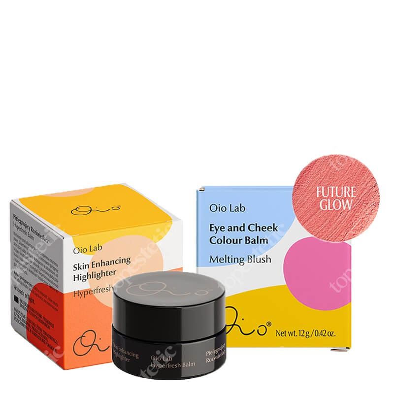 Oio Lab Melting Blush and Hyperfresh Balm Glow ZESTAW Koloryzujący balsam do powiek i policzków (kolor Future Glow) 12g + Pielęgnujący Rozświetlacz 10 g