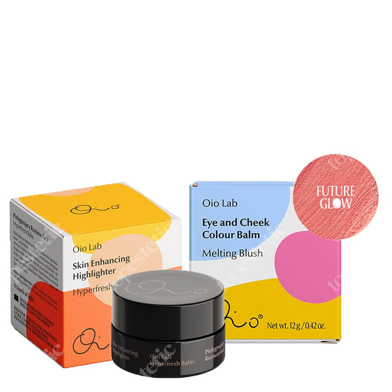 Oio Lab Melting Blush and Hyperfresh Balm ZESTAW Koloryzujący balsam do powiek i policzków (kolor Sunlit) 12g + Pielęgnujący Rozświetlacz 10 g