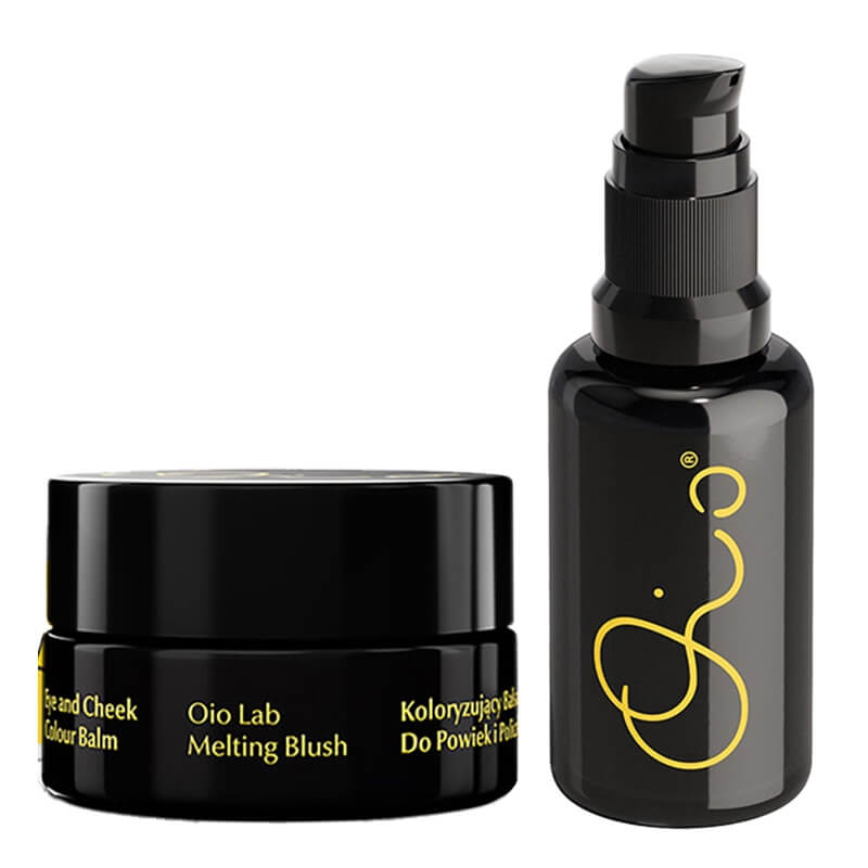 Oio Lab Sunlit Glow Routine ZESTAW Koloryzujący balsam do powiek i policzków (kolor Sunlit) 12g + Holistyczne serum koloryzujące do twarzy 30 ml