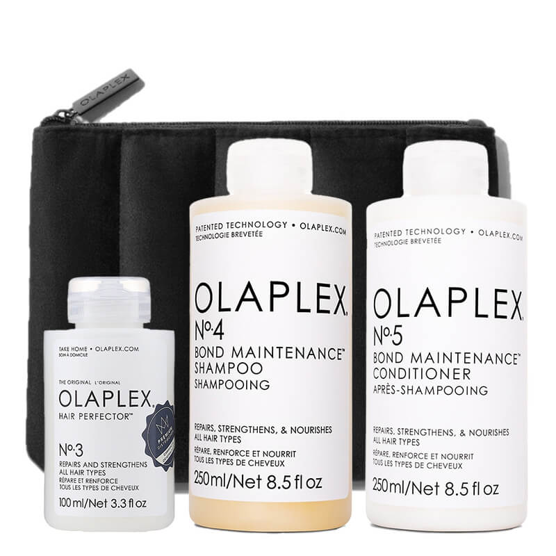 Olaplex Favorite By Olaplex ZESTAW Szampon 250 ml + Odżywka 250 ml + Olaplex do użytku domowego 100 ml + Kosmetyczka 1 szt