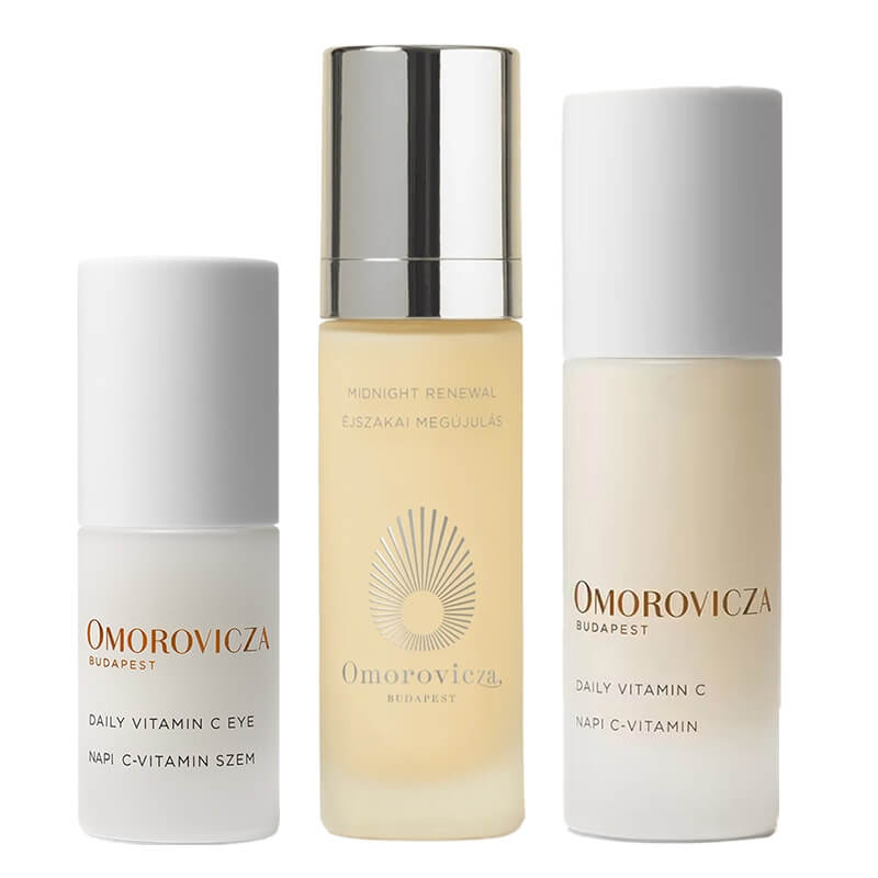 Omorovicza Daily and Night Vitamin C Care ZESTAW Serum na dzień z witaminą C 30 ml + Krem z witaminą C pod oczy 15 ml + Nocne serum odnawiające z retinalem 30 ml