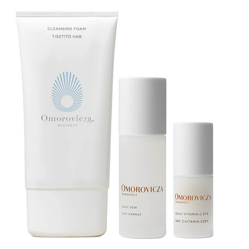 Omorovicza Fresh Glow Ritual ZESTAW Oczyszczająca pianka do mycia twarzy 150 ml + Lekki żel nawilżający 50 ml + Krem z witaminą C pod oczy 15 ml