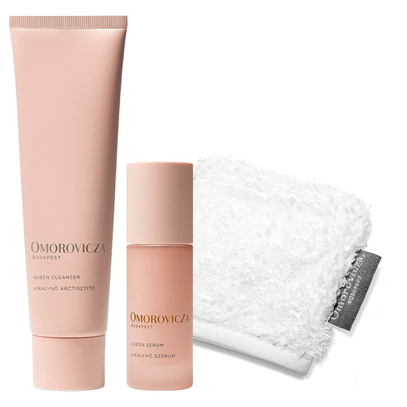Omorovicza Queen Care Set ZESTAW Nawilżająco-kojący preparat oczyszczający 150 ml + Odmładzające serum do twarzy 30 ml + Rękawiczka do demakijażu 1 szt