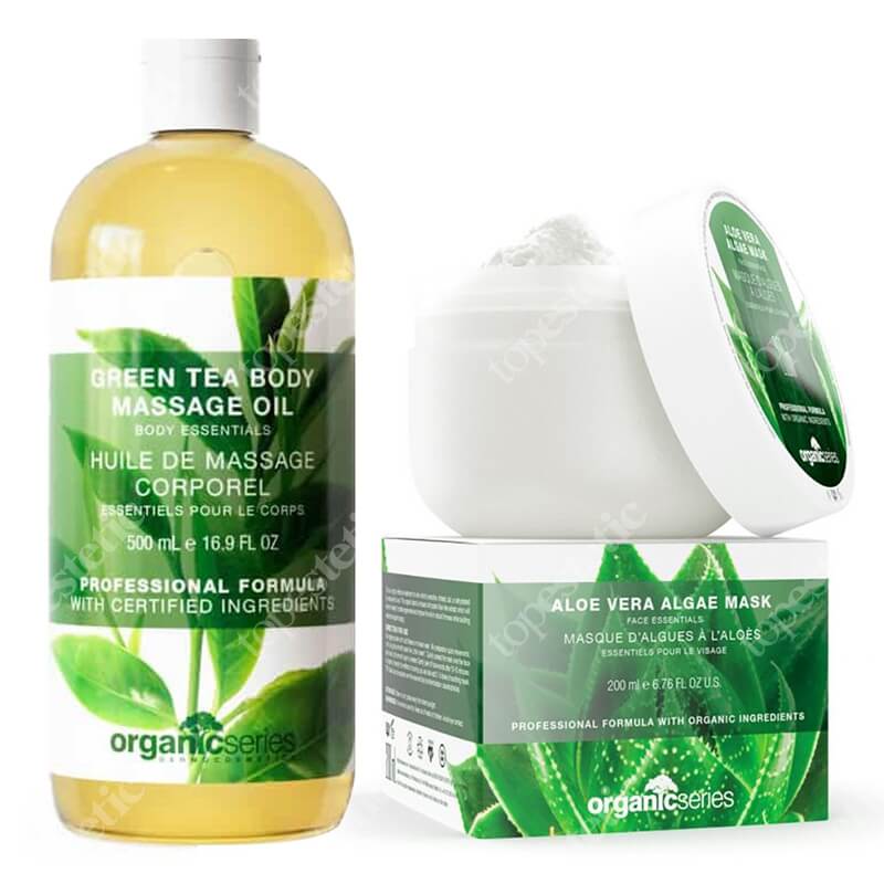 Organic Series Green To The Skin ZESTAW Maska algowa aloesowa 200 ml + Olejek do ciała zielona herbata 500 ml