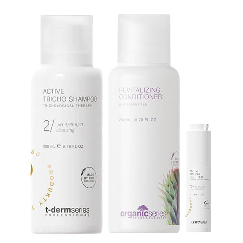 Organic Series Hair Care ZESTAW Trychologiczny szampon 200 ml + Odżywka 200 ml + Wcierka hamująca nadmierne wypadanie włosów 50 ml
