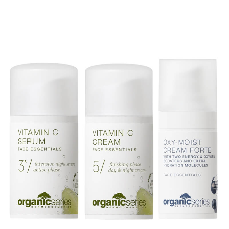 Organic Series Oxy-Moist Set ZESTAW Serum z witaminą C 15 ml + Krem z witaminą C 15 ml + Krem forte dotleniająco-nawilżający 15 ml
