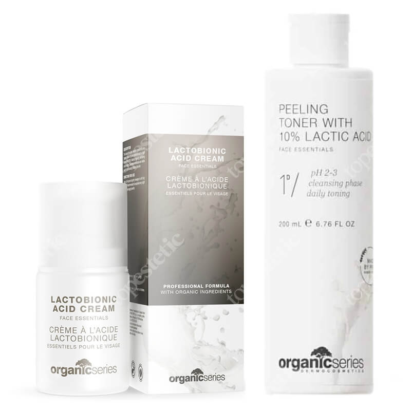 Organic Series Peeling Toner With 10% Acid + Lactobionic Acid Cream Face ZESTAW Złuszczający tonik 200 ml + Krem z kwasem laktobionowym 50 ml