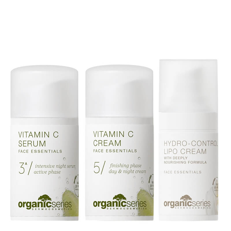 Organic Series Shine Skin ZESTAW Serum z witaminą C 15 ml + Krem hydrolipidowy 15 ml + Krem z witaminą C 15 ml