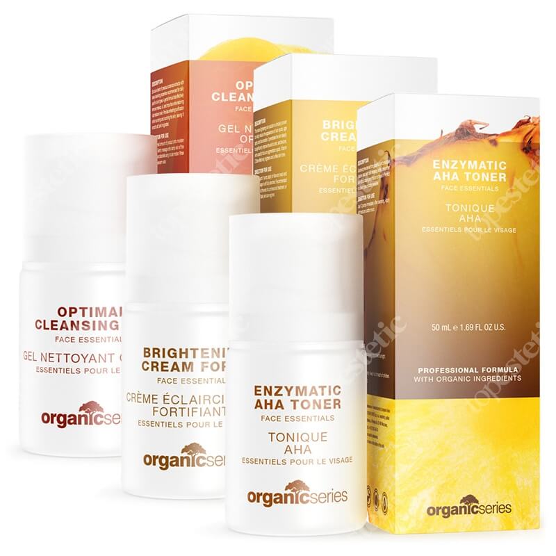 Organic Series Skin Brightening ABC ZESTAW Żel do mycia twarzy 50 ml + Tonik z kwasami AHA 50 ml + Krem do cery z przebarwieniami 50 ml