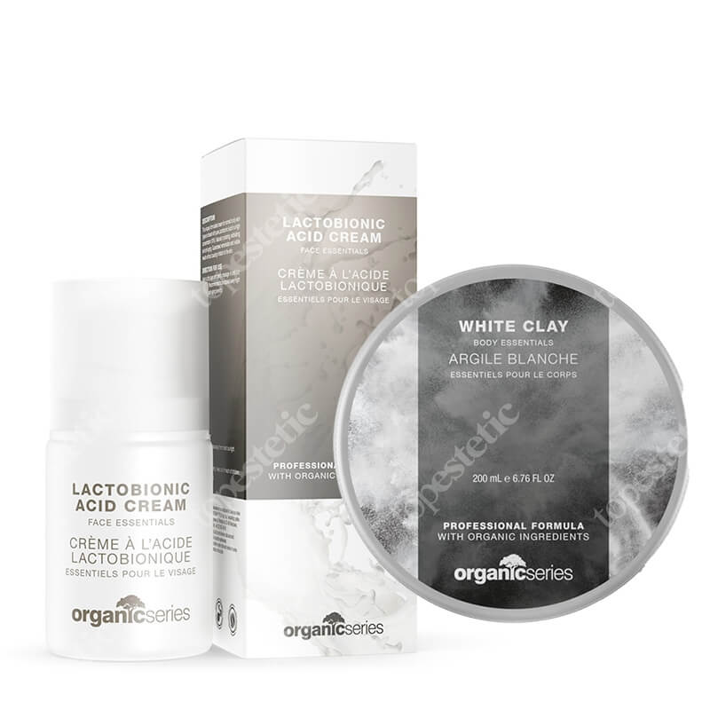 Organic Series White Clay Masque + Lactobionic Acid Cream Face ZESTAW Glinka biała 200 ml + Krem z kwasem laktobionowym 50 ml