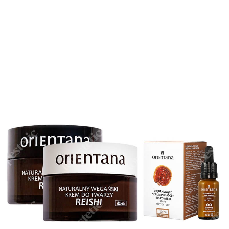 Orientana Beauty Face Care ZESTAW Serum pod oczy i na powieki 15 ml + Naturalny wegański krem do twarzy na dzień 50 ml + Wegański krem do twarzy na noc 50ml