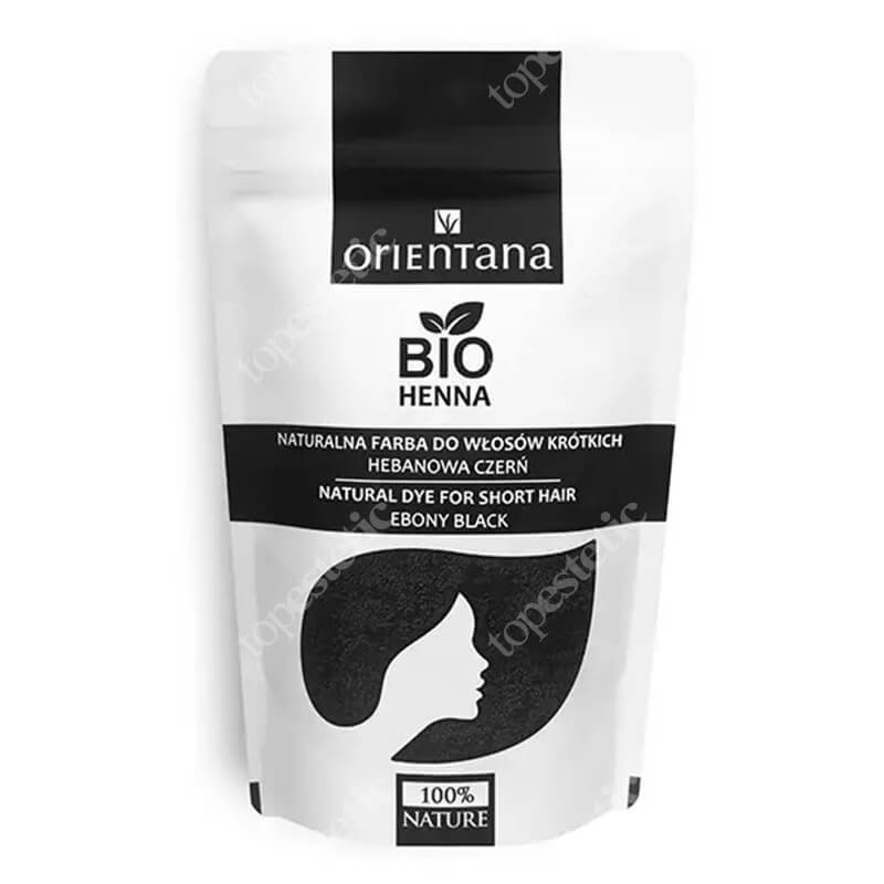 Orientana Bio Henna Naturalna roślinna farba do włosów krótkich i półdługich - Hebanowa czerń 50 g