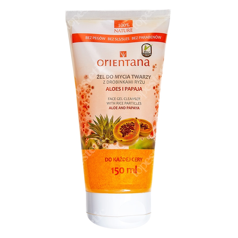 Orientana Face Gel Cleanser Żel do mycia twarzy z drobinkami ryżu - Aloes i Papaja 150 ml
