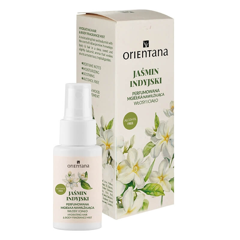 Orientana Hydrating Hair And Body Fragrance Mist Jaśmin indyjski perfumowana mgiełka nawilżająca do ciała i włosów 50 ml