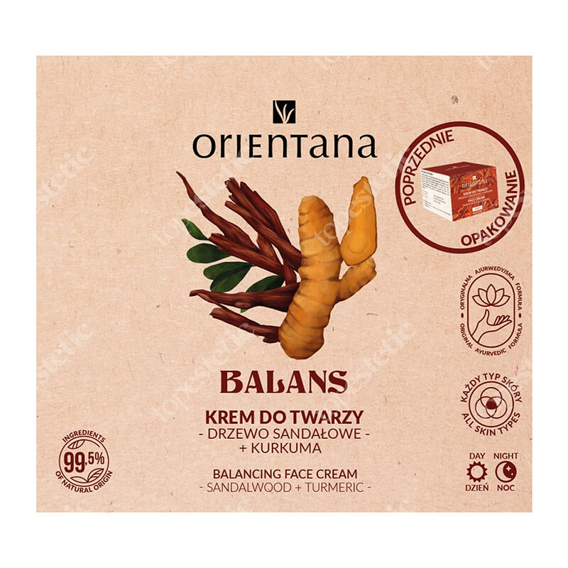 Orientana Natural Cream Krem do twarzy - Drzewo sandałowe i kurkuma 50 g