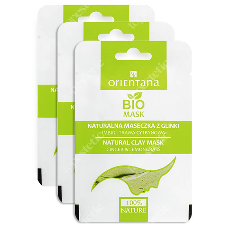 Orientana Natural Mask ZESTAW Naturalna maseczka z glinki - Imbir i trawa cytrynowa 10 g x 3 szt