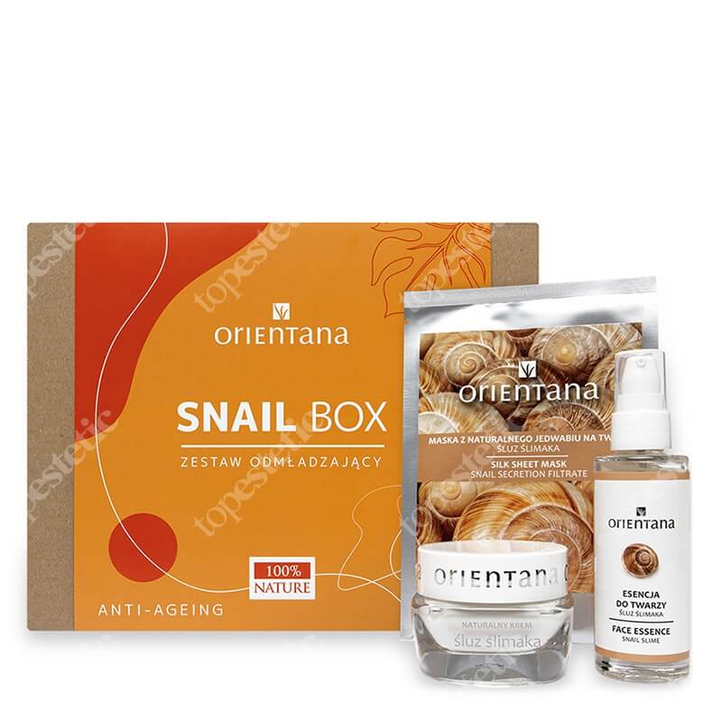 Orientana Zestaw Odmładzający ZESTAW Maska z jedwabiu ze śluzem ślimaka 1 szt. + Bio maska-esencja 50 ml + Naturalny krem  50 ml