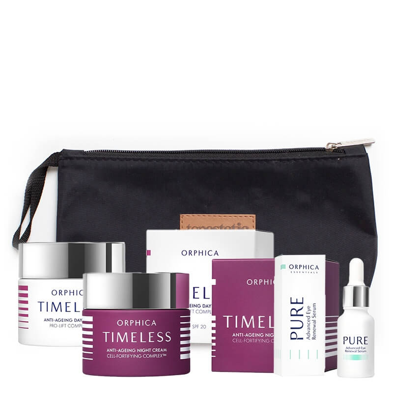 Orphica Timeless Care ZESTAW Krem na noc 50 ml + Krem na dzień 50 ml + Serum pod oczy 15 ml + kosmetyczka 1 szt