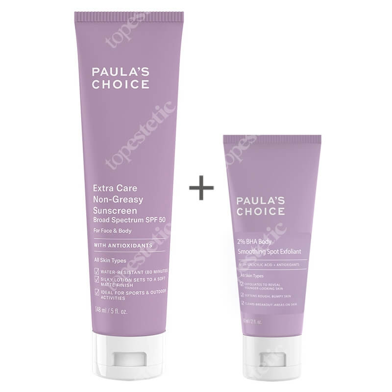 Paulas Choice 2 BHA Body Smoothing Spot Exfoliant + Extra Care Non Greasy Sunscreen SPF 50