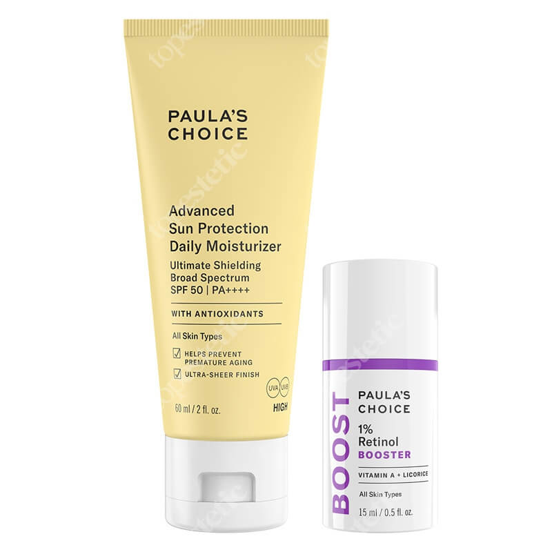Paulas Choice Advanced Sun Protection Daily Moisturizer SPF 50+ + 1% Retinol Booster ZESTAW Zaawansowany krem nawilżający na dzień SPF 50+ + Intensywna kuracja przeciwstarzeniowa z retinolem 15 ml