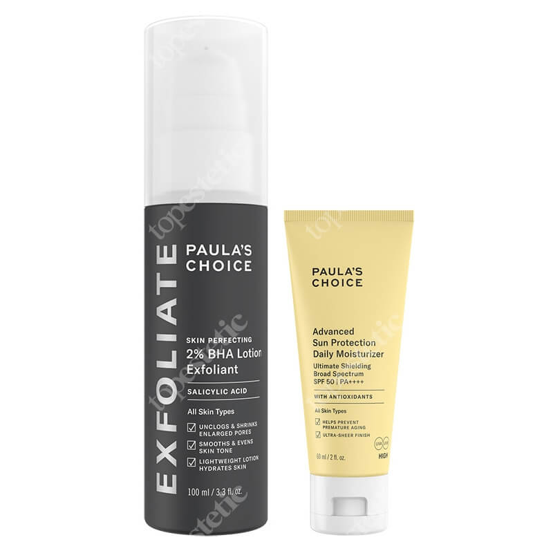 Paulas Choice Advanced Sun Protection Daily Moisturizer SPF 50+ + Skin Perfecting 2% BHA Lotion ZESTAW Zaawansowany krem nawilżający na dzień SPF 50+ + Lotion złuszczający z 2% kwasem salicylowym 100 ml