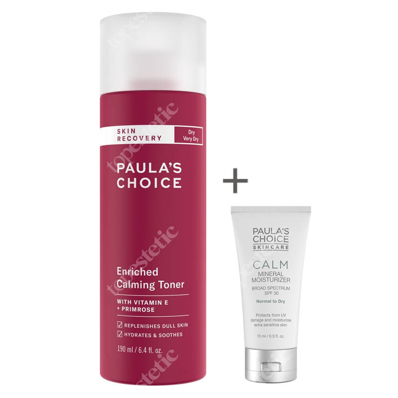 Paulas Choice Calm Mineral Moisturizer SPF 30 + Skin Recovery Enriched Calming Toner ZESTAW Krem nawilżający do skóry normalnej i suchej 15 ml + Tonik łagodzący do skóry suchej i wrażliwej 190 ml