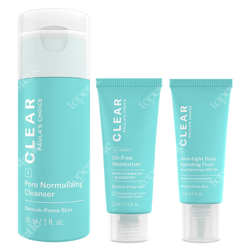 Paulas Choice Clear Extra Strength Travel Kit ZESTAW Żel oczyszczający 30 ml + Krem 15 ml + Krem 15 ml