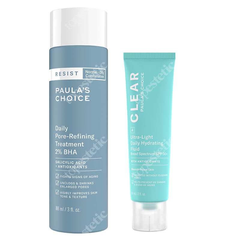 Paulas Choice Clear Skin Care ZESTAW Kuracja normalizująca, zwężająca pory na dzień 88 ml + Krem nawilżający do skóry tłustej i trądzikowej 60 ml