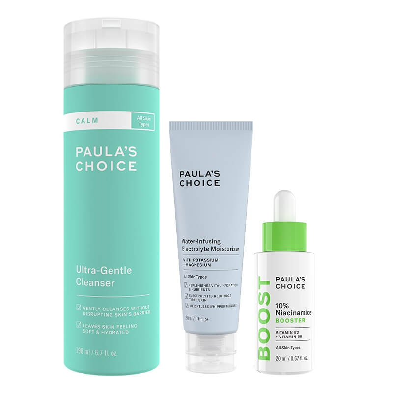 Paulas Choice Day Care Set ZESTAW Bardzo delikatny żel myjący 198 ml + Serum z witaminą B3 20 ml + Nawilżający krem elektrolitowy 50 ml