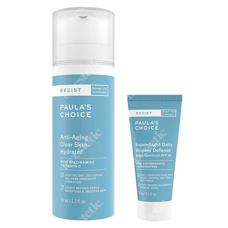 Paulas Choice Oily and Combination Skin Set Two ZESTAW Krem nawilżający z filtrem dla skóry tłustej i mieszanej 15 ml + Krem nawilżający na noc do skóry tłustej i mieszanej 50 ml