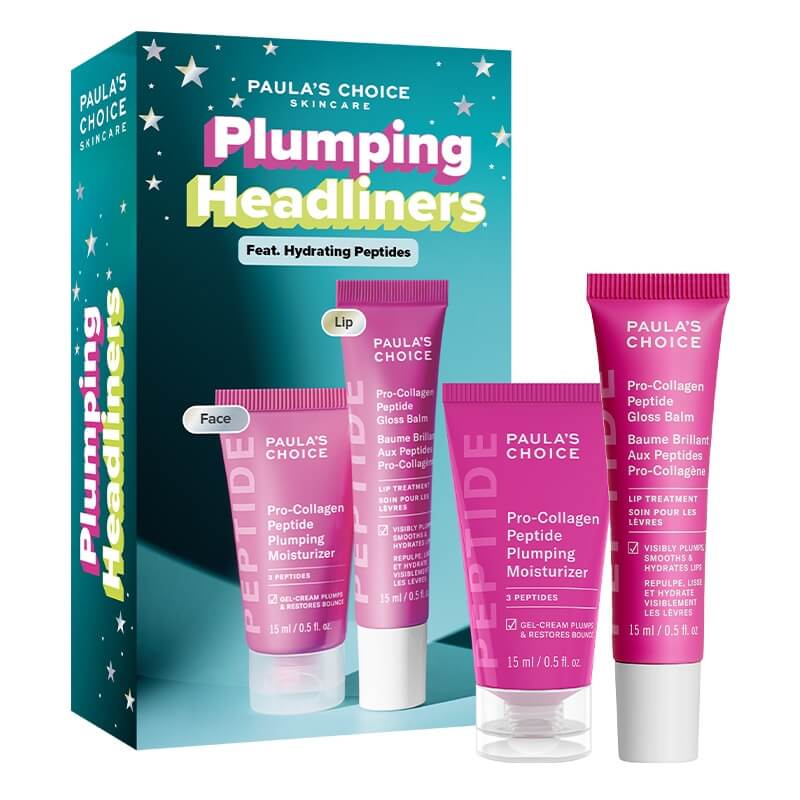 Paulas Choice Plumping Headliners ZESTAW Pro-Collagen Peptydowy krem nawilżający o działaniu wypełniającym 15 ml + Balsam do ust z prokolagenowym peptydem 15 ml