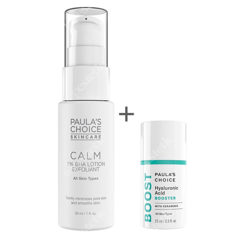 Paulas Choice Resist Hyaluronic Acid Booster + Calm 1% BHA Lotion Exfoliant ZESTAW Skoncentrowane serum z kwasem hialuronowym 15 ml + Balsam złuszczający do skóry wrażliwej 30 ml