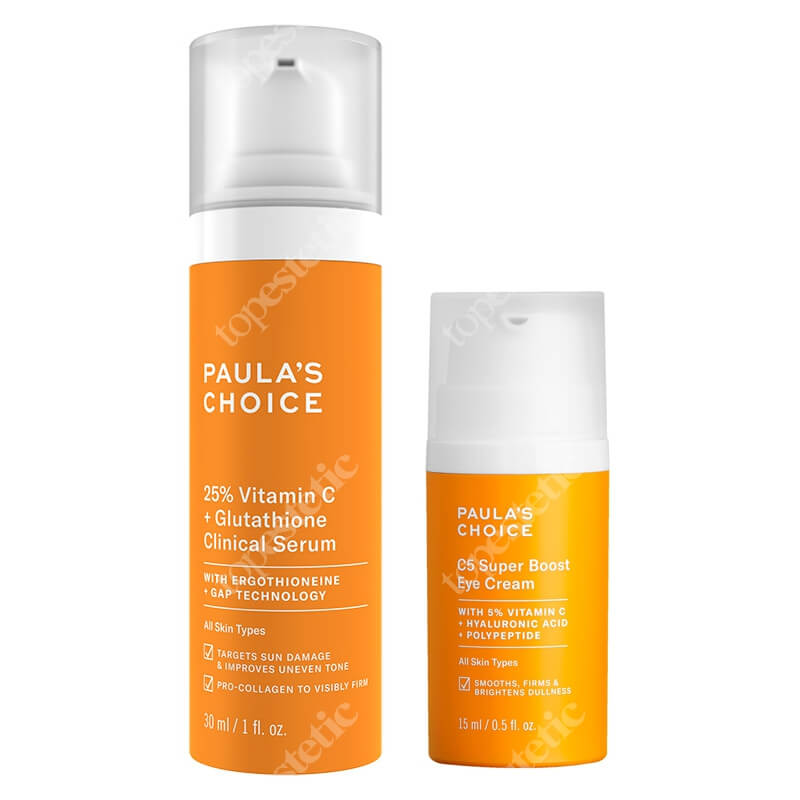 Paulas Choice Vitamin C Skin Care ZESTAW Serum kliniczne z 25% witaminą C i glutationem 30 ml + Skoncentrowany krem pod oczy z 5% witaminą C 15 ml