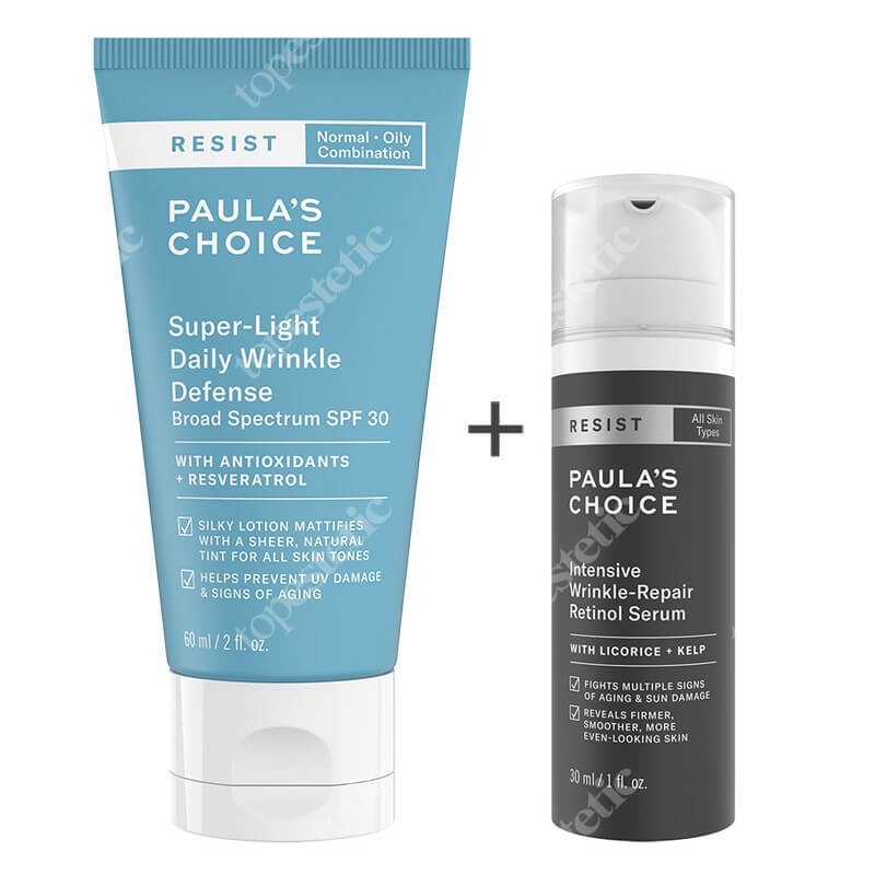 Paulas Choice Zestaw Przeciwstarzeniowy ZESTAW Lekki krem nawilżający z filtrem 60 ml + Serum przeciwstarzeniowe z retinolem 30 ml
