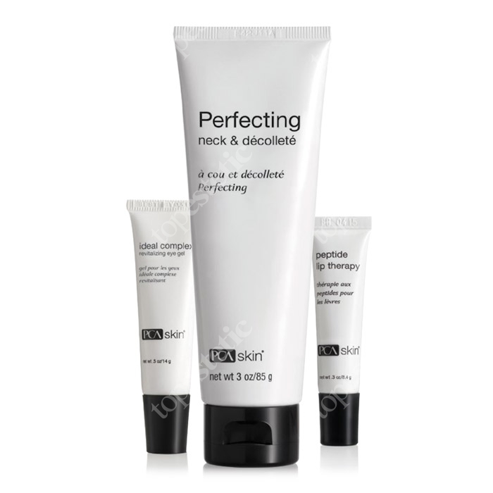 PCA Skin Inner Beauty Outer Glow ZESTAW Odżywczy krem pod oczy, Żel skóry szyi i dekoltu, Kuracja do ust 14 g, 85 ml, 6,4 g