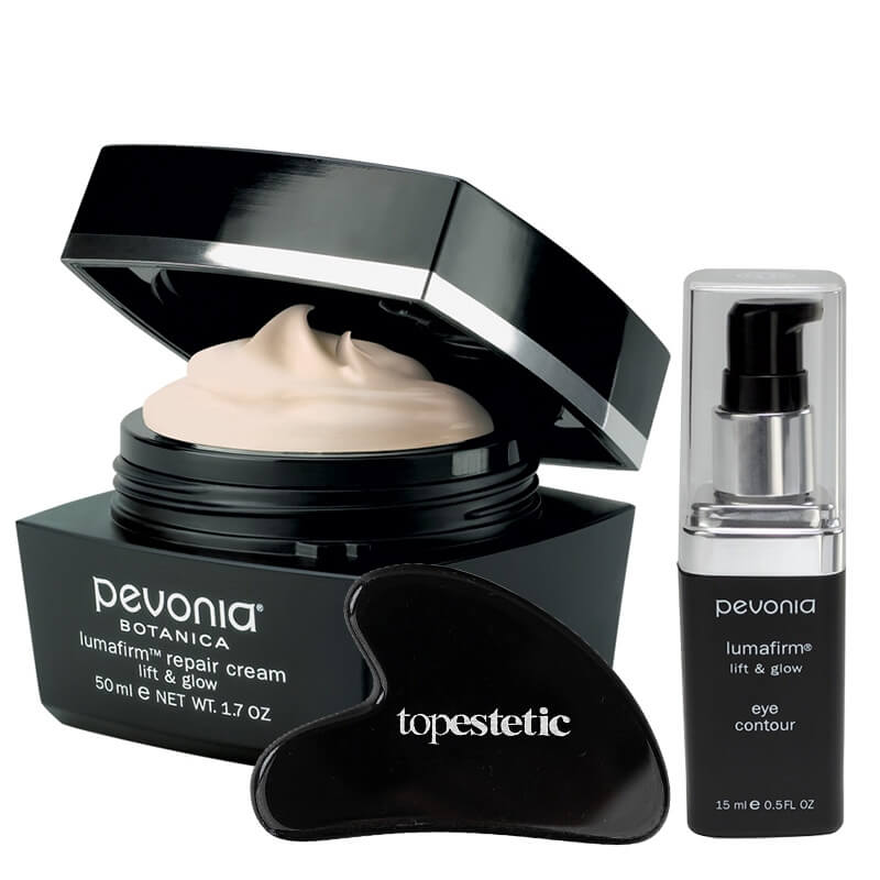 Pevonia Lumafirm Premium Care ZESTAW Krem liftingująco-rozświetlający kontur oka 15 ml + Krem liftingująco-rozświetlający 50 ml + Gua Sha 1 szt