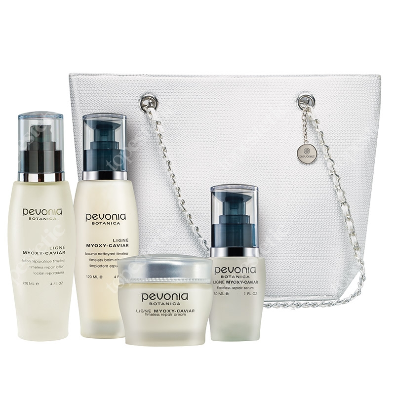 Pevonia Myoxy-Caviar Set ZESTAW Balsam kawiorowy 120 ml + Tonik 120 ml + Krem 50 ml + Serum 30 ml + Torebka