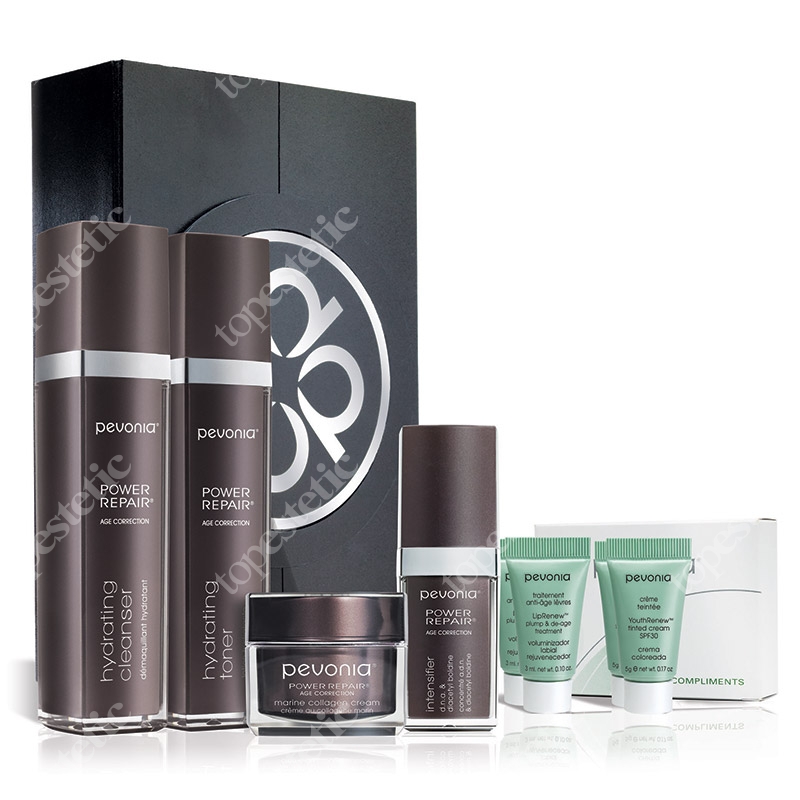 Pevonia Power Repair DNA Set ZESTAW Mleczko 120 ml + Tonik 120 ml + Krem 30 ml + Wzmacniacz z DNA 30 ml + Próbki + Ekskluzywne pudełko