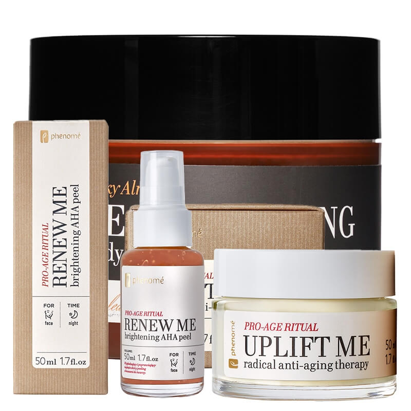 Phenome Anti Age Set ZESTAW Peeling odmładzający 50 ml + Liftingujący krem 50 ml + Regenerujące masło do ciała 200 ml GRATIS