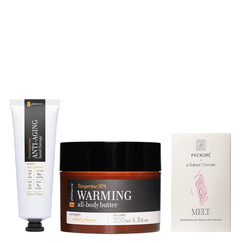 Phenome Body Care ZESTAW Jedwabisty żel intymny 50 ml + Odżywczy krem do rąk 50 ml + Masło do ciała 200 ml