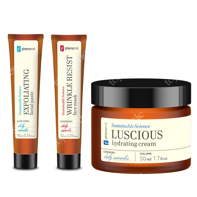Phenome Głębokie Nawilżanie 2019 ZESTAW Krem do cery suchej 50 ml + Peeling do twarzy w postaci pasty 10 ml + Maska do twarzy 10 ml