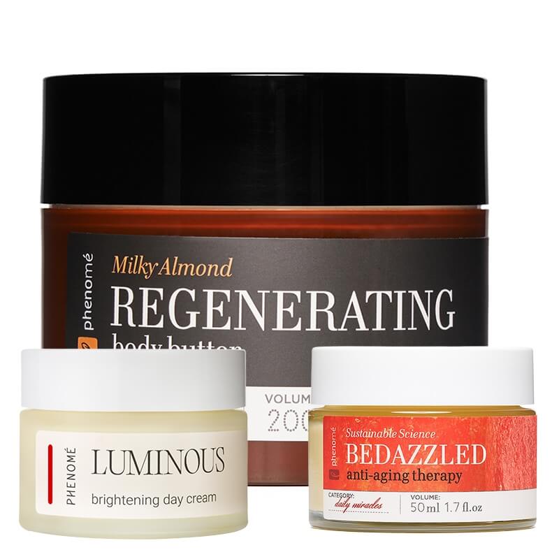 Phenome Luminous Skin ZESTAW Krem na dzień 50 ml + Krem na noc 50 ml + Regenerujące masło do ciała 200 ml GRATIS