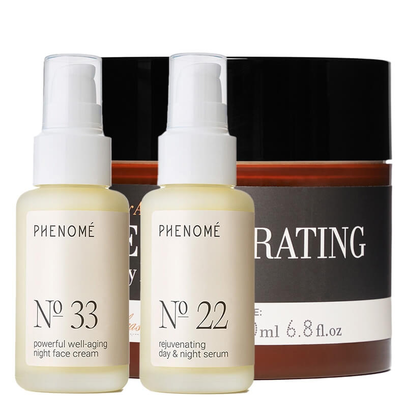 Phenome Night Care ZESTAW Regenerujące serum 50 ml + Intensywnie odmładzający krem na noc 50 ml + Regenerujące masło do ciała 200 ml GRATIS