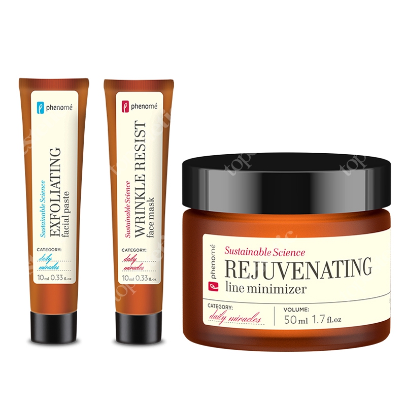 Phenome Odżywienie 2019 ZESTAW Krem do cery suchej 50 ml + Peeling do twarzy w postaci pasty 10 ml + Maska do twarzy 10 ml