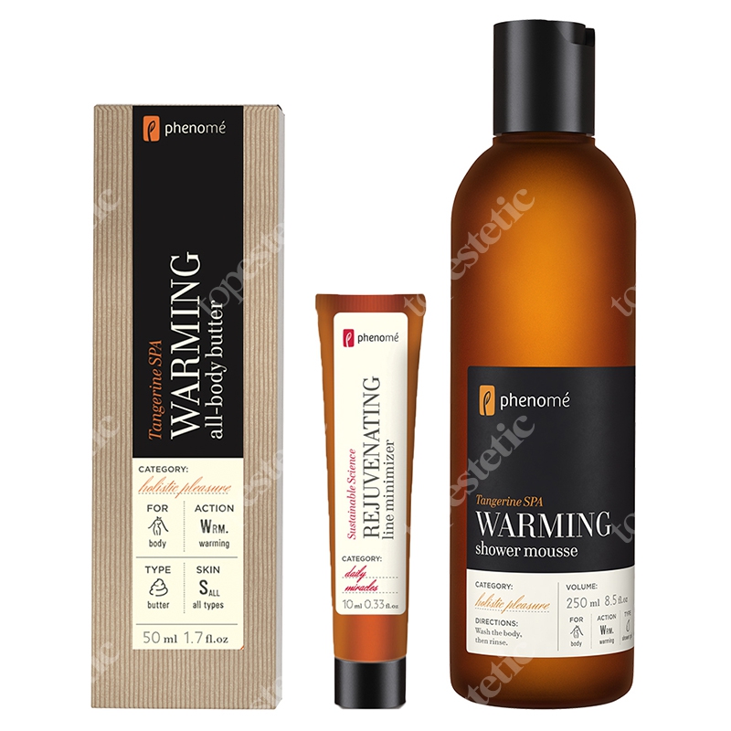 Phenome Otulenie 2019 ZESTAW Masło do ciała 50 ml + Mandarynkowa pianka do mycia 250 ml + Krem przeciwzmarszczkowy 10 ml