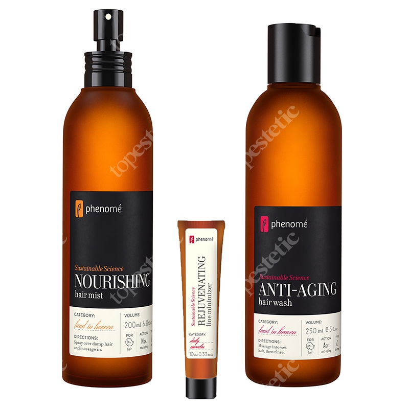 Phenome Zestaw Lśniące Włosy 2019 ZESTAW Mgiełka do włosów 200 ml + Szampon z ochroną UV 250 ml + Przeciwzmarszczkowy krem 10 ml