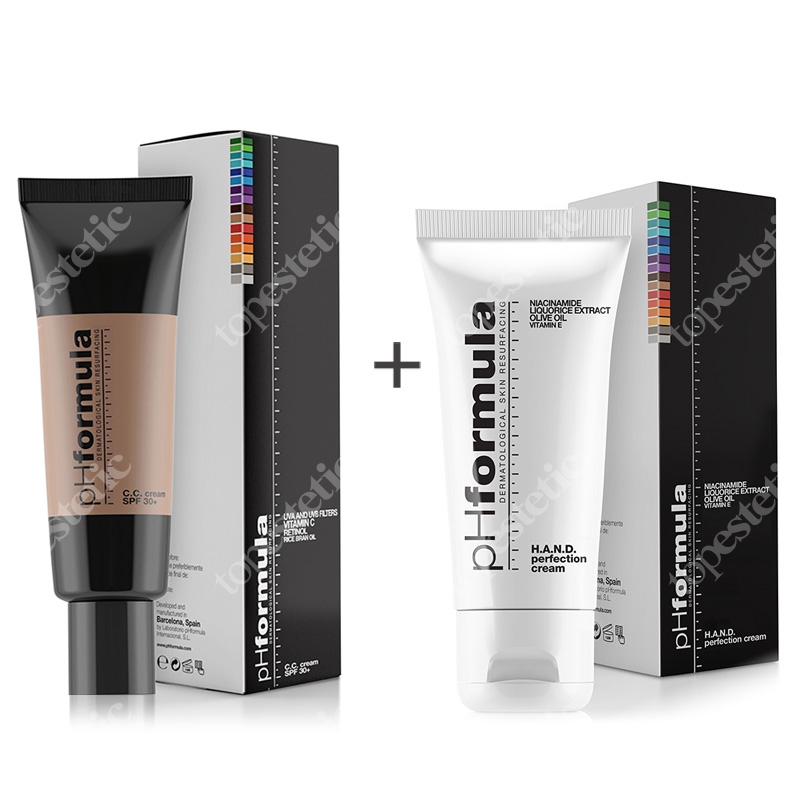 pHformula C.C. Cream SPF 30+ Medium + Hand Cream ZESTAW Krem barwiony ochronny z retinolem i witaminą C 50 ml + Intensywny krem do pielęgnacji dłoni 50 ml