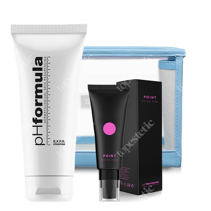 pHformula EXFO Cleanse + POINT Extra Firm ZESTAW Emulsja oczyszczająca 200 ml + Krem ujędrniający z kompleksem peptydowym 50 ml + Kosmetyczka 1 szt