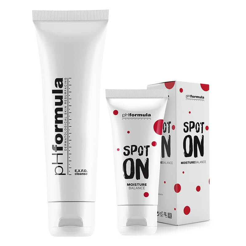 pHformula EXFO Cleanse + Spot On Moisture Balance ZESTAW Emulsja oczyszczająca 100 ml + Krem nawilżający i regulujący wydzielanie sebum 50 ml