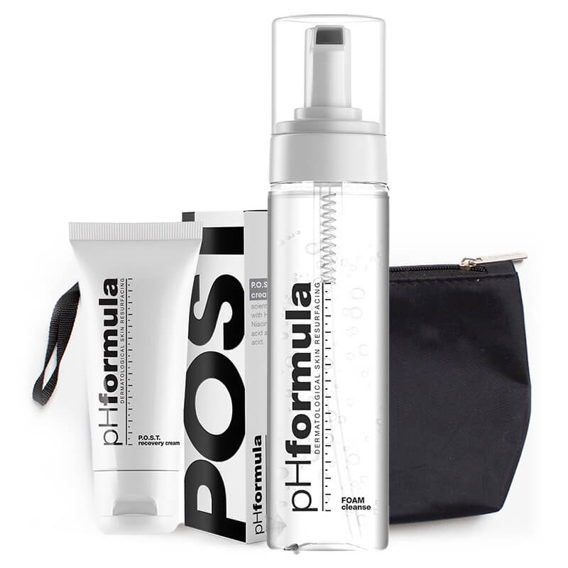 pHformula FOAM Cleanse + POST Recovery ZESTAW Pianka myjąca 150 ml + Aktywny krem przyspieszający regenerację 50 ml + Kosmetyczka 1 szt